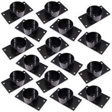 Kit 16 Chapinhas Chapa Reta com Tubo Fixação Pés Palito Rosca 5/16 Preto G59