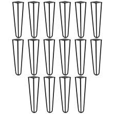 Kit 16 Pés de Metal 25 CM Hairpin Legs Mesas de Centro Puffs Preto G41