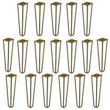 Kit 18 Pés de Metal 25 CM Hairpin Legs Rack e Puffs Dourado G41