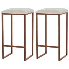 Kit 2 Banqueta Decorativa Billie Base Bronze Suede Bege G41 - Gran Belo