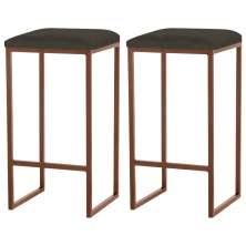 Kit 2 Banqueta Decorativa Billie Base Bronze Suede Marrom G41 - Gran Belo