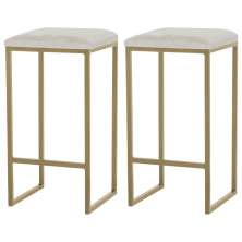 Kit 2 Banqueta Decorativa Billie Base Gold Suede Bege G41 - Gran Belo