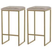 Kit 2 Banqueta Decorativa Billie Base Gold Suede Cappuccino G41 - Gran Belo