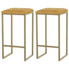 Kit 2 Banqueta Decorativa Billie Base Gold Suede Mostarda G41 - Gran Belo