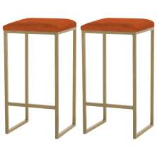 Kit 2 Banqueta Decorativa Billie Base Gold Suede Telha G41 - Gran Belo