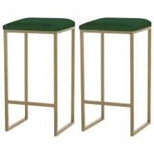 Kit 2 Banqueta Decorativa Billie Base Gold Suede Verde G41 - Gran Belo