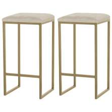 Kit 2 Banqueta Decorativa Billie Base Gold Veludo Bege - Gran Belo