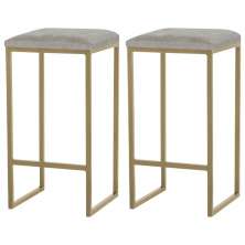 Kit 2 Banqueta Decorativa Billie Base Gold Veludo Cinza G41 - Gran Belo