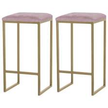 Kit 2 Banqueta Decorativa Billie Base Gold Veludo Rosê G41 - Gran Belo