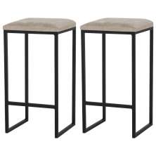 Kit 2 Banqueta Decorativa Billie Base Preta Suede Cappuccino G41 - Gran Belo