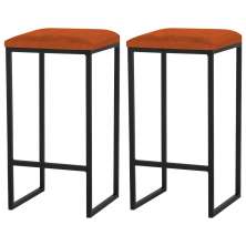 Kit 2 Banqueta Decorativa Billie Base Preta Suede Telha G41 - Gran Belo
