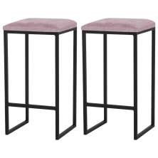 Kit 2 Banqueta Decorativa Billie Base Preta Veludo Rosê G41 - Gran Belo