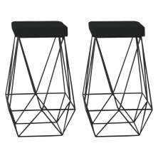Kit 2 Banqueta Decorativa Kathy Base Preta Suede Preto G41 - Gran Belo