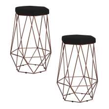 Kit 2 Banqueta Decorativa Rubel Base Bronze Veludo Preto G41 - Gran Belo