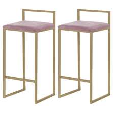 Kit 2 Banqueta Decorativa Selena Base Gold Veludo Rosê G41 - Gran Belo