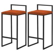 Kit 2 Banqueta Decorativa Selena Base Preta Suede Telha G41 - Gran Belo