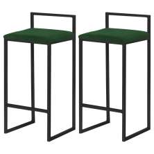 Kit 2 Banqueta Decorativa Selena Base Preta Suede Verde G41 - Gran Belo