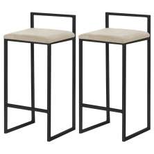 Kit 2 Banqueta Decorativa Selena Base Preta Veludo Bege G41 - Gran Belo