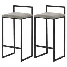 Kit 2 Banqueta Decorativa Selena Base Preta Veludo Cinza G41 - Gran Belo