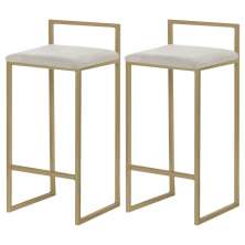 Kit 2 Banquetas Decorativa Jasmine Base Gold Suede Bege G41 - Gran Belo