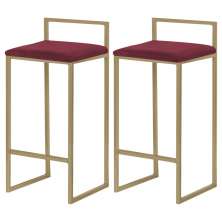 Kit 2 Banquetas Decorativa Jasmine Base Gold Suede Bordô G41 - Gran Belo