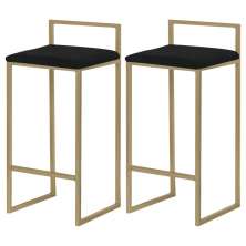 Kit 2 Banquetas Decorativa Jasmine Base Gold Suede Preto G41 - Gran Belo