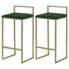 Kit 2 Banquetas Decorativa Jasmine Base Gold Suede Verde G41 - Gran Belo