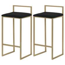 Kit 2 Banquetas Decorativa Jasmine Base Gold Veludo Preto G41 - Gran Belo