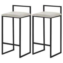 Kit 2 Banquetas Decorativa Jasmine Base Preto Suede Bege G41 - Gran Belo