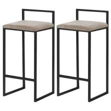 Kit 2 Banquetas Decorativa Jasmine Base Preto Suede Cappuccino G41 - Gran Belo