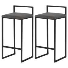 Kit 2 Banquetas Decorativa Jasmine Base Preto Suede Cinza G41 - Gran Belo