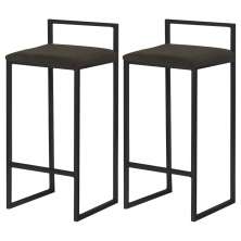 Kit 2 Banquetas Decorativa Jasmine Base Preto Suede Marrom G41 - Gran Belo