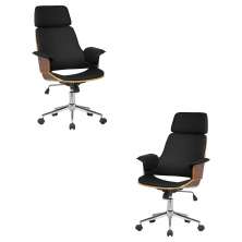Kit 2 Cadeira de Escritório Home Office Decorativas Casemiro PU c/Regulagem de Altura Base Giratória Preto G56 - Gran Belo