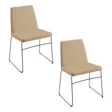 Kit 2 Cadeiras Decorativa Sala de Jantar Anne Linho Bege G17 - Gran Belo