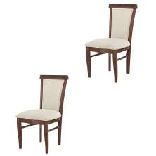 Kit 2 Cadeiras Decorativa Sala de Jantar Madeira Maciça Fabregas Facto Pérola/Capuccino/Mel G42 - Gran Belo