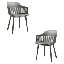 Kit 2 Cadeiras Decorativas Prescott Sala de Jantar PP/PU Cinza G56 - Gran Belo