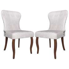 Kit 2 Cadeiras Decorativas Sala De Jantar Duque Madeira Linho Cinza G48 - Gran Belo