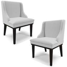 Kit 2 Cadeiras Decorativas Sala de Jantar Base Fixa de Madeira Firenze Linho Cinza/Preto G19 - Gran Belo