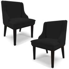 Kit 2 Cadeiras Decorativas Sala de Jantar Base Fixa de Madeira Firenze Linho Preto G19 - Gran Belo