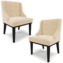 Kit 2 Cadeiras Decorativas Sala de Jantar Base Fixa de Madeira Firenze Suede Bege/Preto G19 - Gran Belo