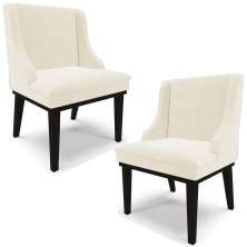 Kit 2 Cadeiras Decorativas Sala de Jantar Base Fixa de Madeira Firenze Veludo Bege/Preto G19 - Gran Belo