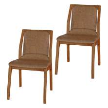 Kit 2 Cadeiras Decorativas Sala de Jantar Madeira Maciça Bruyne PU Sintético Marrom G13 - Gran Belo