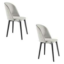 Kit 2 Cadeiras Decorativas Sala de Jantar Madeira Maciça Hadassa Linho Bege/Ébano G13 - Gran Belo