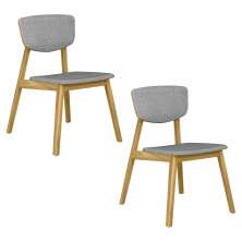 Kit 2 Cadeiras Decorativas Sala de Jantar Madeira Maciça Lang Linho Cinza/Freijó G13 - Gran Belo