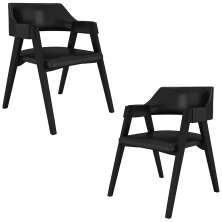 Kit 2 Cadeiras Sala de Jantar e Jogos Carteados Madeira Maciça Poker PU Preto/Preto G42 - Gran Belo