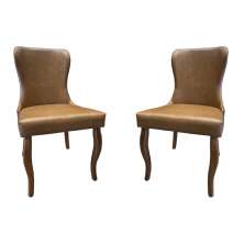Kit 2 Cadeiras de Jantar Duque PU Marrom Design Elegante Pés Madeira G48 - Gran Belo