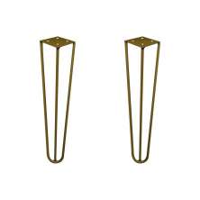 Kit 2 Pés de Metal 30 CM Hairpin Legs Mesa de Canto Rack e Puffs Dourado G41