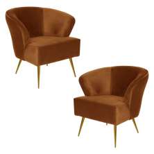 Kit 2 Poltrona Decorativa Sala de Estar Lucca Veludo Telha G15 - Gran Belo