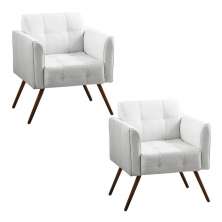 Kit 2 Poltronas Decorativa Bia Couro Branco - Gran Belo
