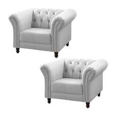 Kit 2 Poltronas Decorativa Maggiore Couro Branco - Gran Belo